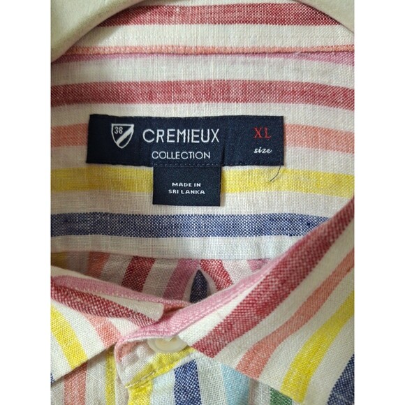 Cremieux Collection Shirt Mens XL 100% Linen Long Sleeve  Rainbow Stripes - Picture 3 of 7